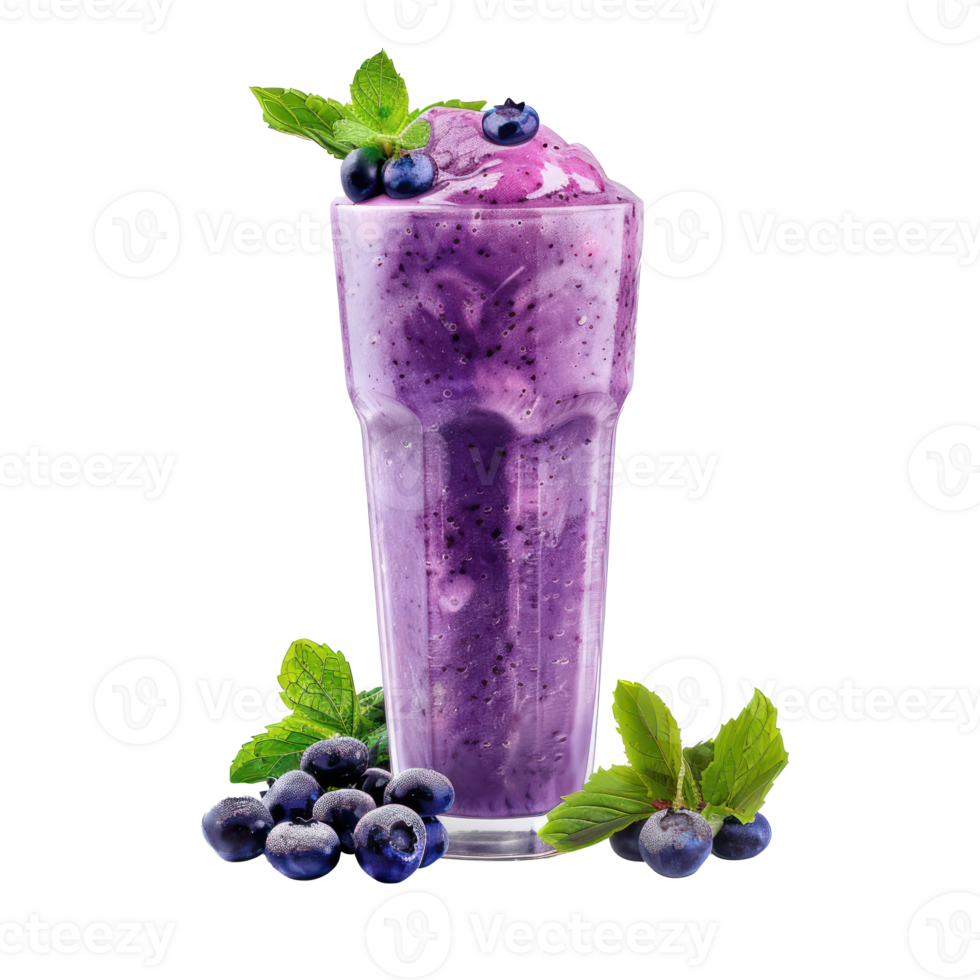 Blueberry Smoothie drink front view isolate on transparency background png