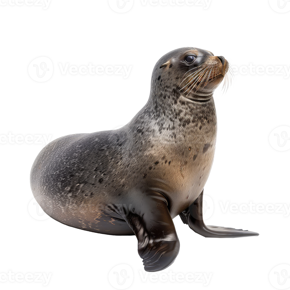 Seal side view full body isolate on transparency background png