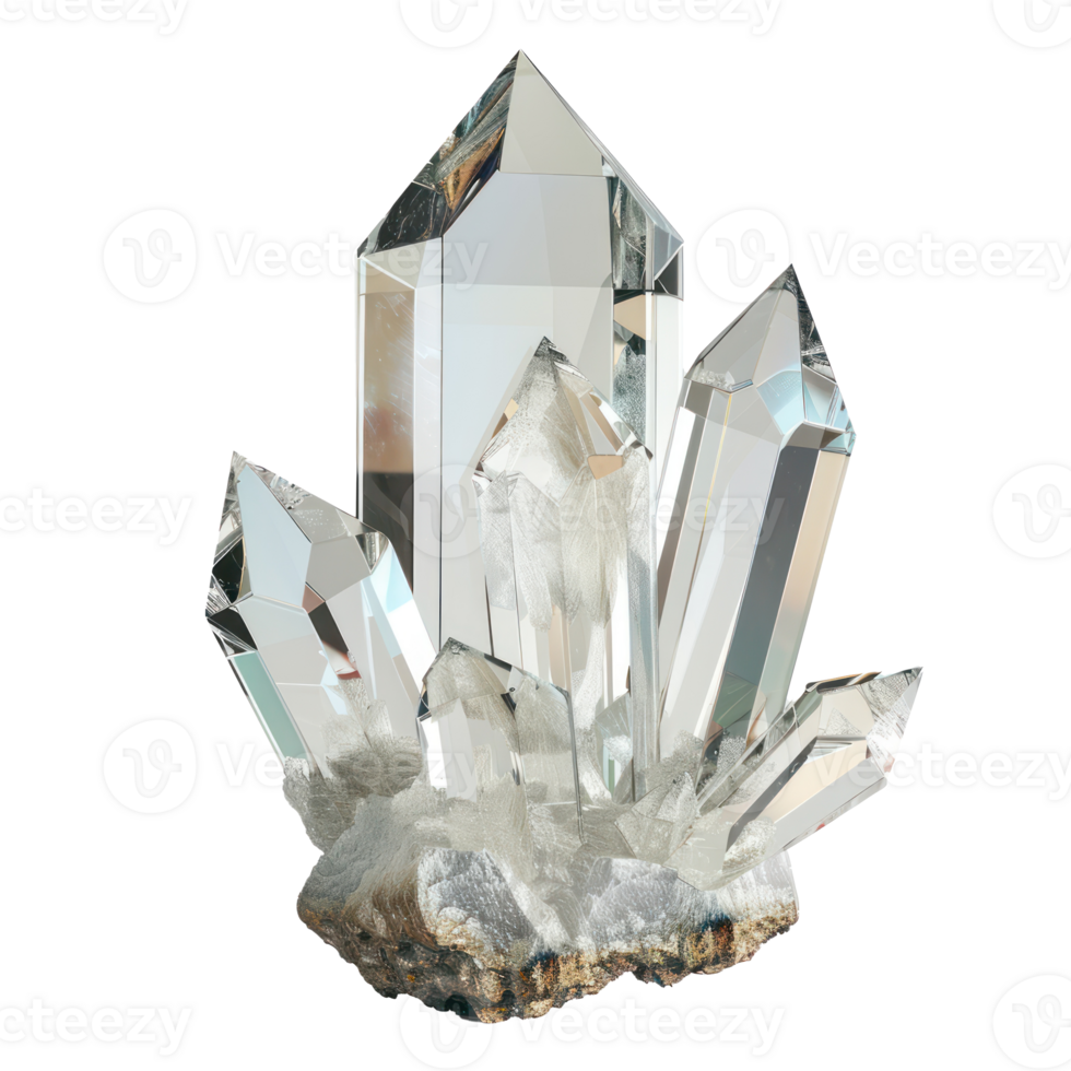 Beautiful clear crystal 3d rendering side view isolate on transparency background png