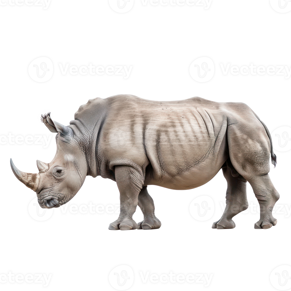 Rhinoceros side view full body isolate on transparency background png