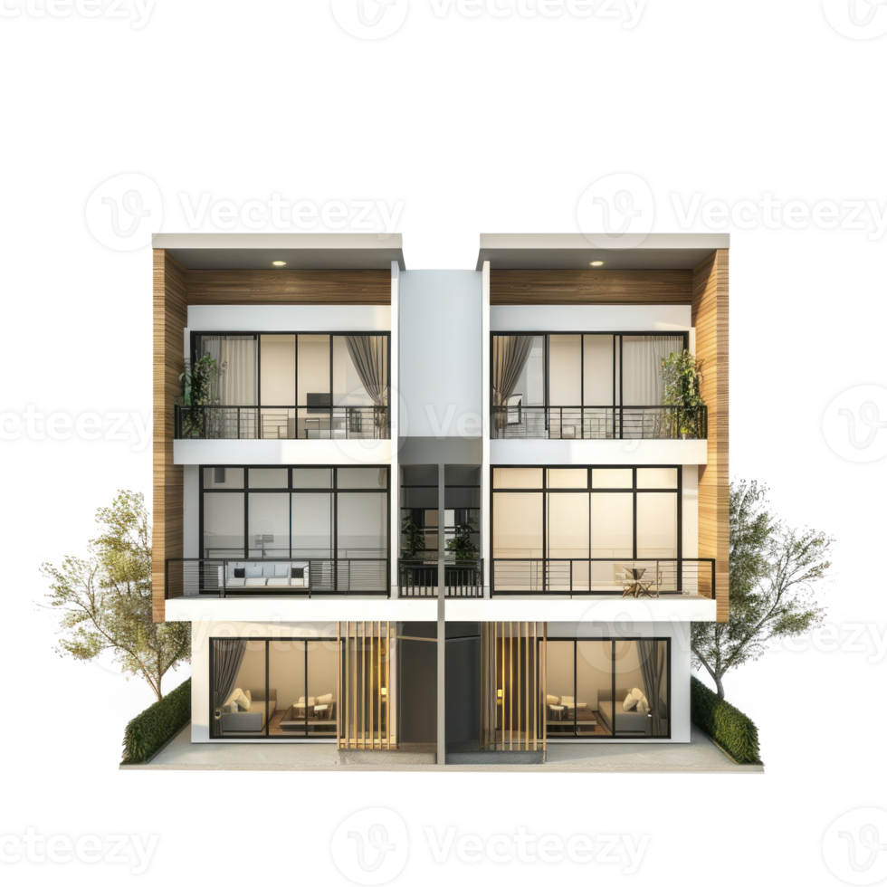 Duplex front view full length isolate on transparency background png