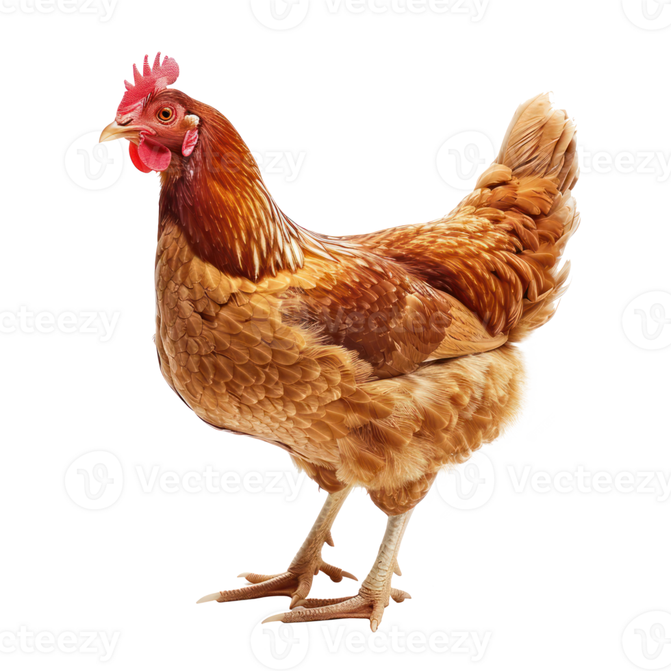 Hen front view full body isolate on transparency background png