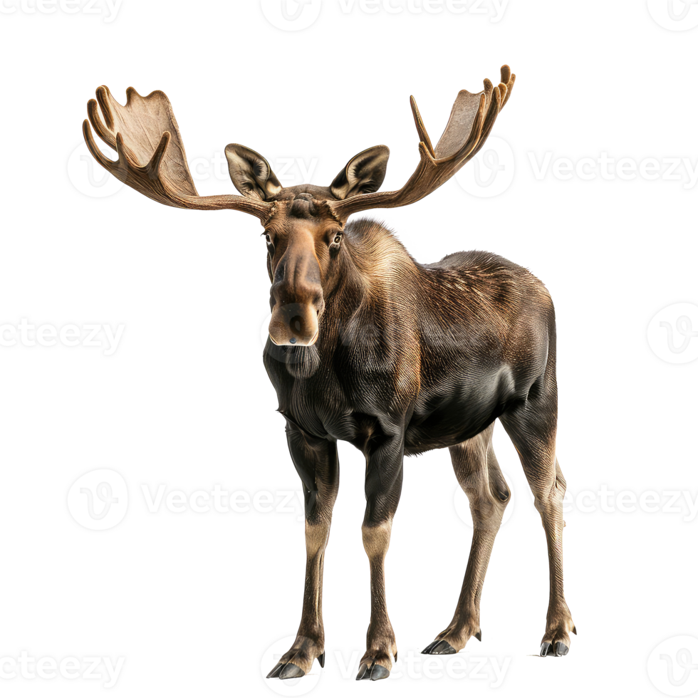 Moose front view full body isolate on transparency background png