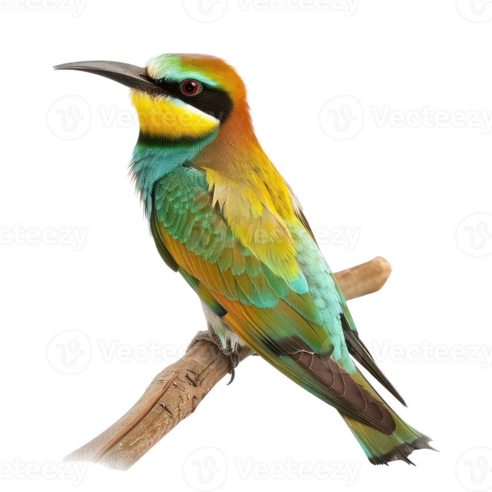 Bee-eater bird side view full body isolate on transparency background png