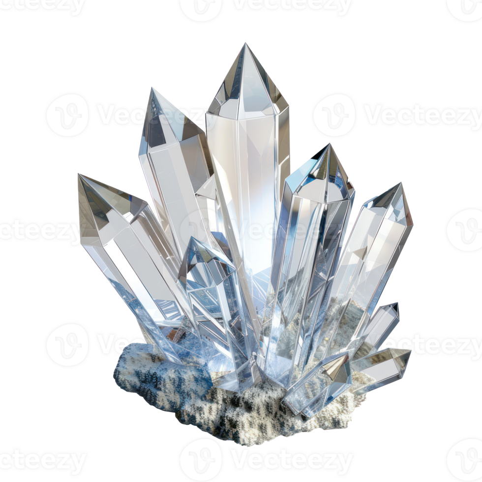 Beautiful clear crystal 3d rendering isolate on transparency background png