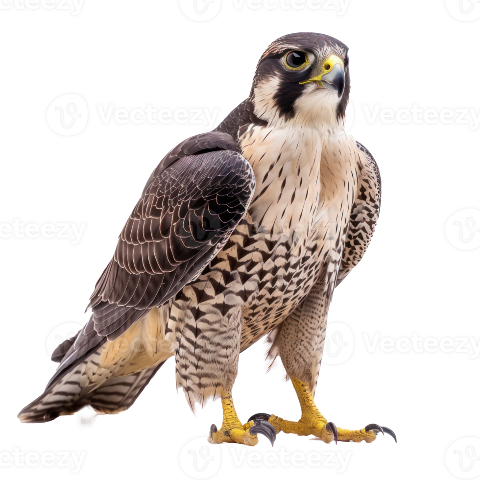 Falcon bird frontview full body isolate on transparency background png