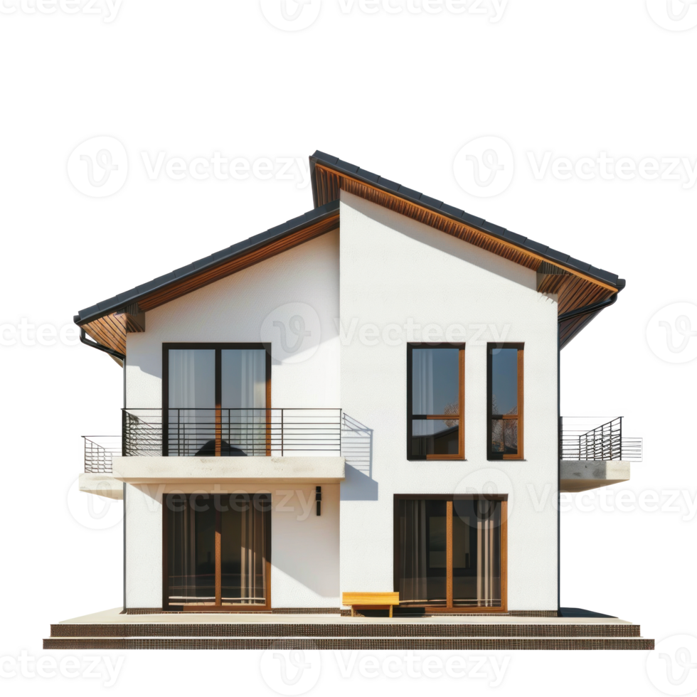 Split-Level House front view full length isolate on transparency background png