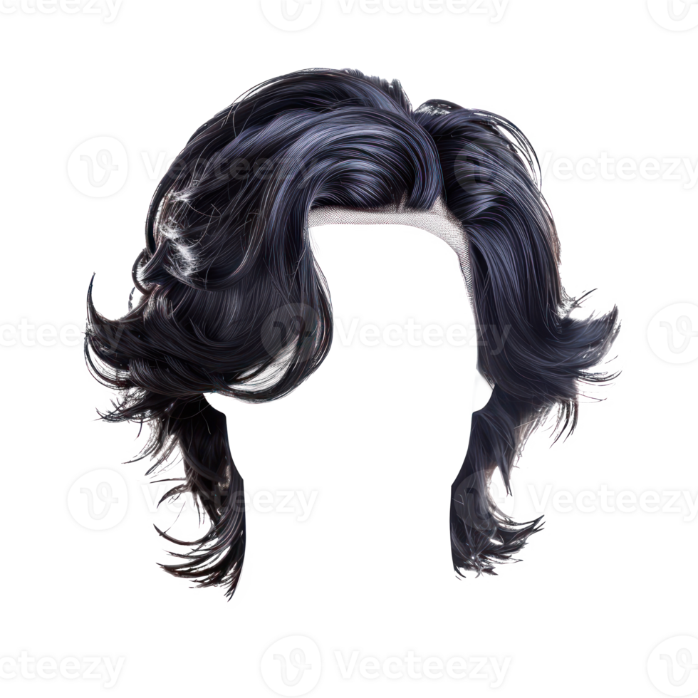 Stylish men hair wig Modern Hairstyles, fashionable hairstyle isolate on transparency background png