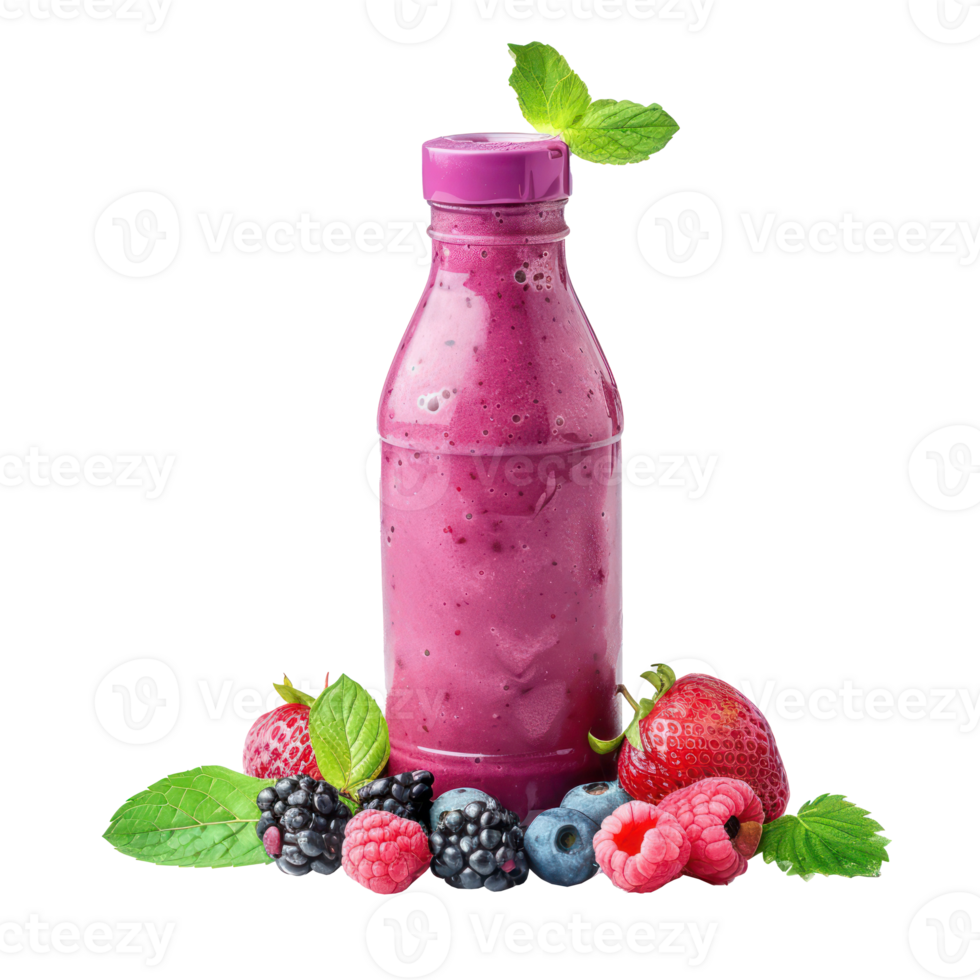 berry smoothies bottle isolated on transparency background png