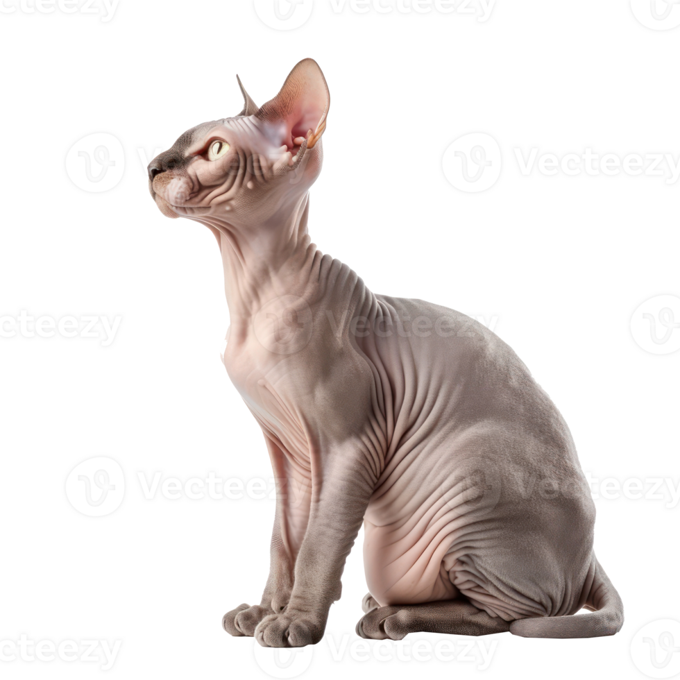 Sphynx Cats side view full body isolate on transparency background png