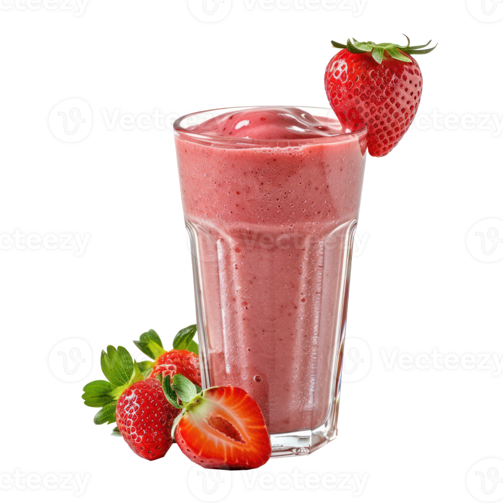 Strawberry smoothie in a glass isolate on transparency background png