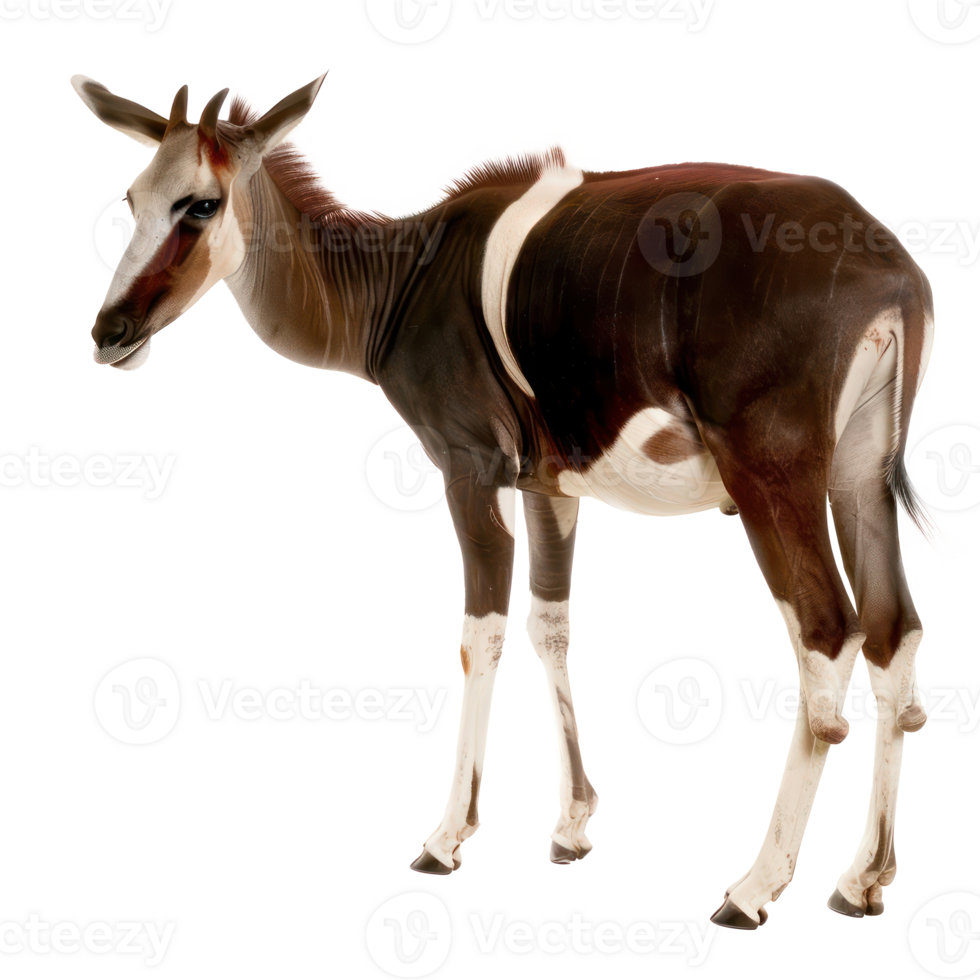 Okapi full body isolate on transparency background png