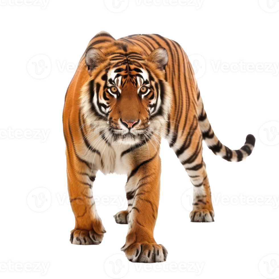 kunglig bengal tiger främre se full kropp isolera på genomskinlighet bakgrund png