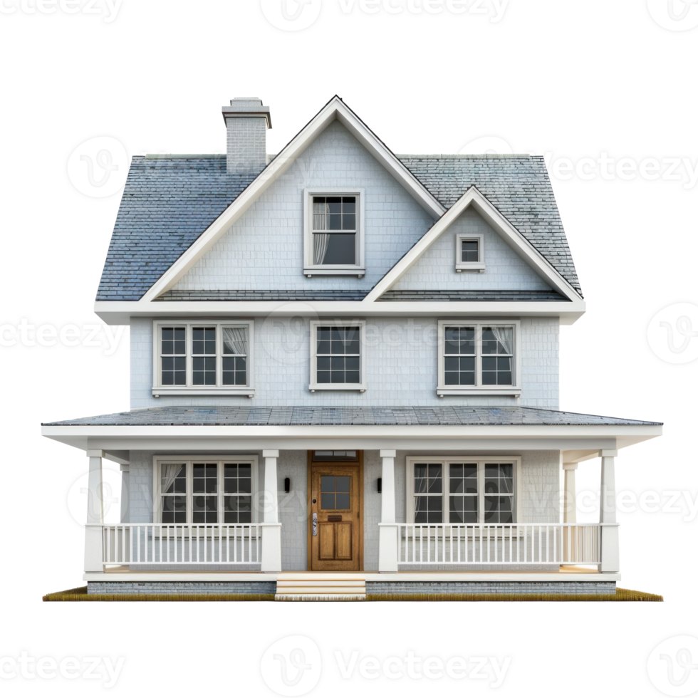 Single-Family Detached House front view full length isolate on transparency background png