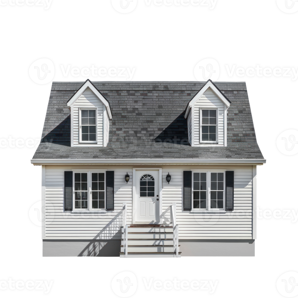Cape Cod House front view full length isolate on transparency background png