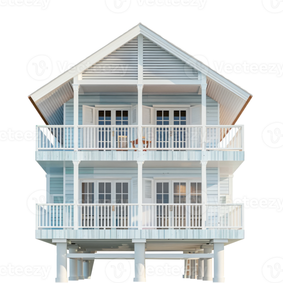 Beach House front view full length isolate on transparency background png
