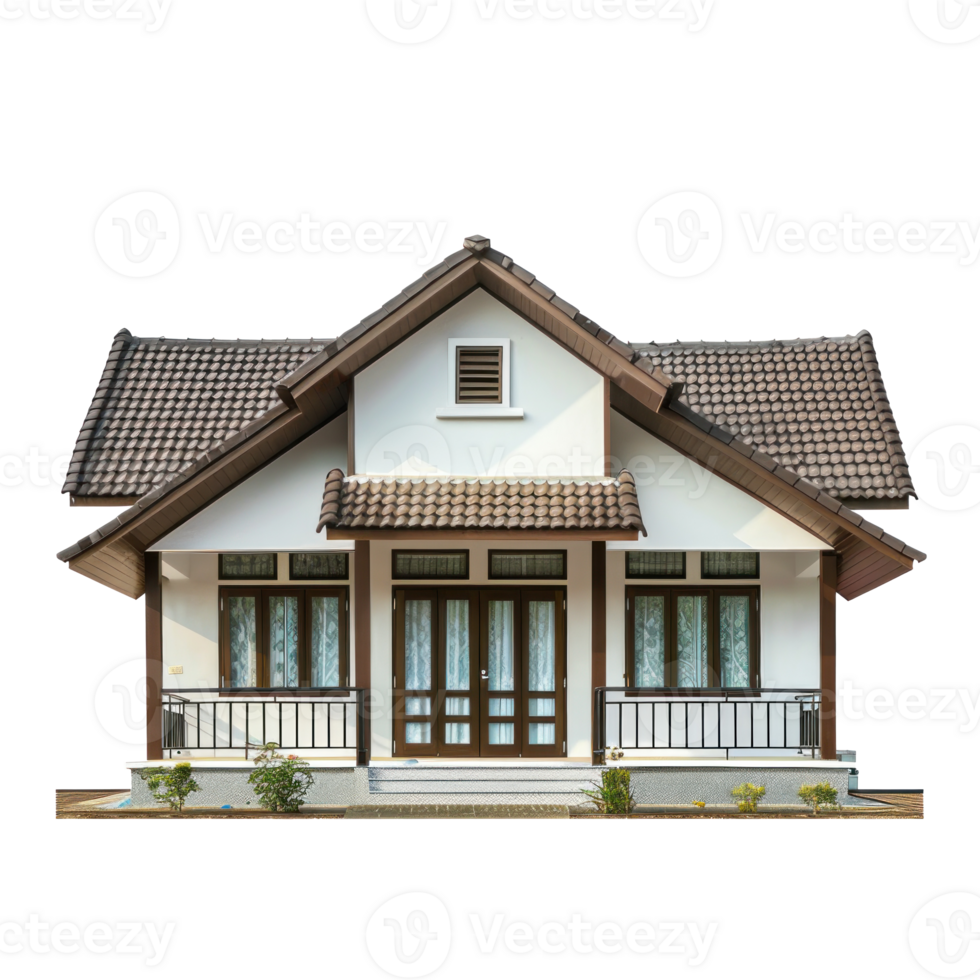 Bungalow front view full length isolate on transparency background png
