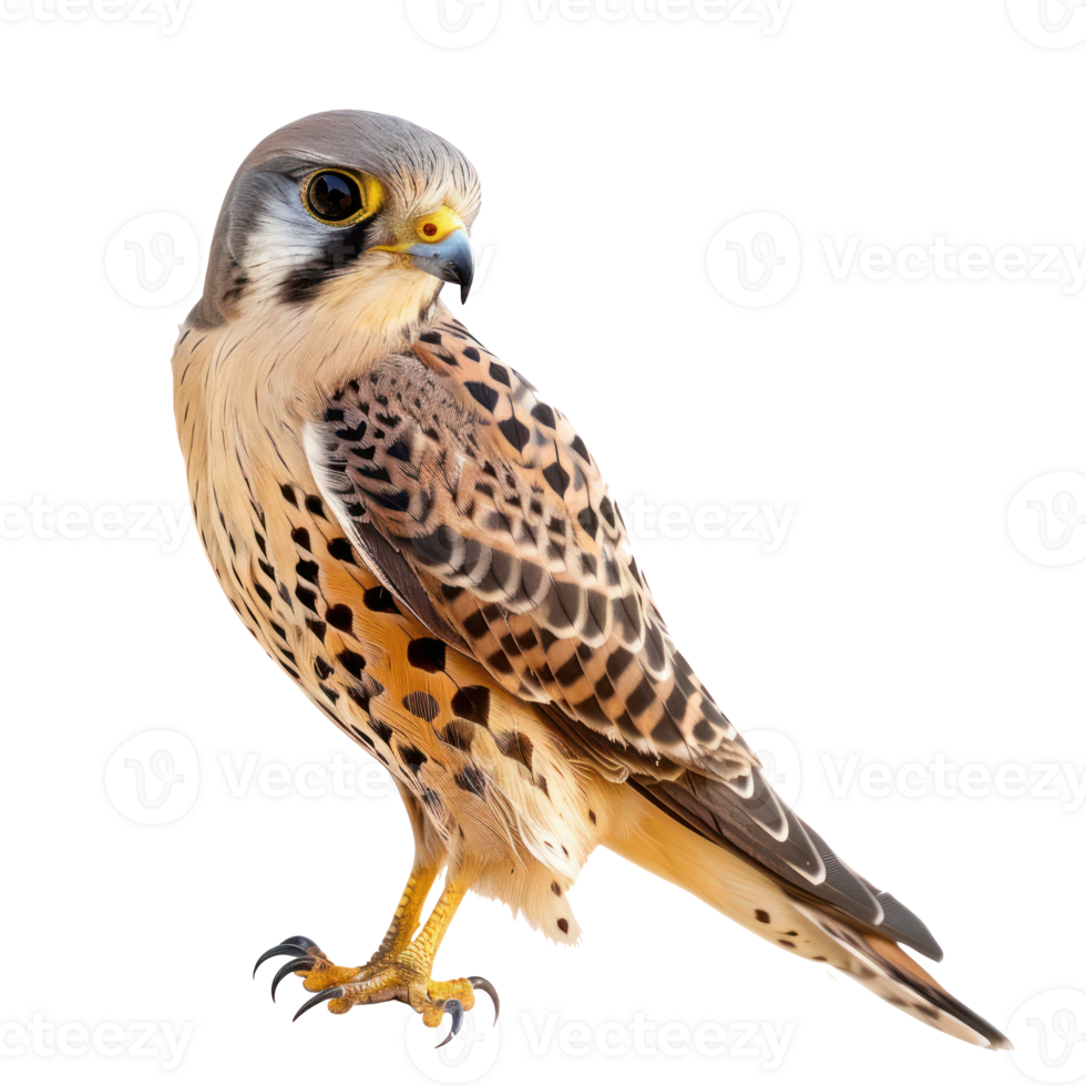 Kestrel bird side view full body isolate on transparency background png