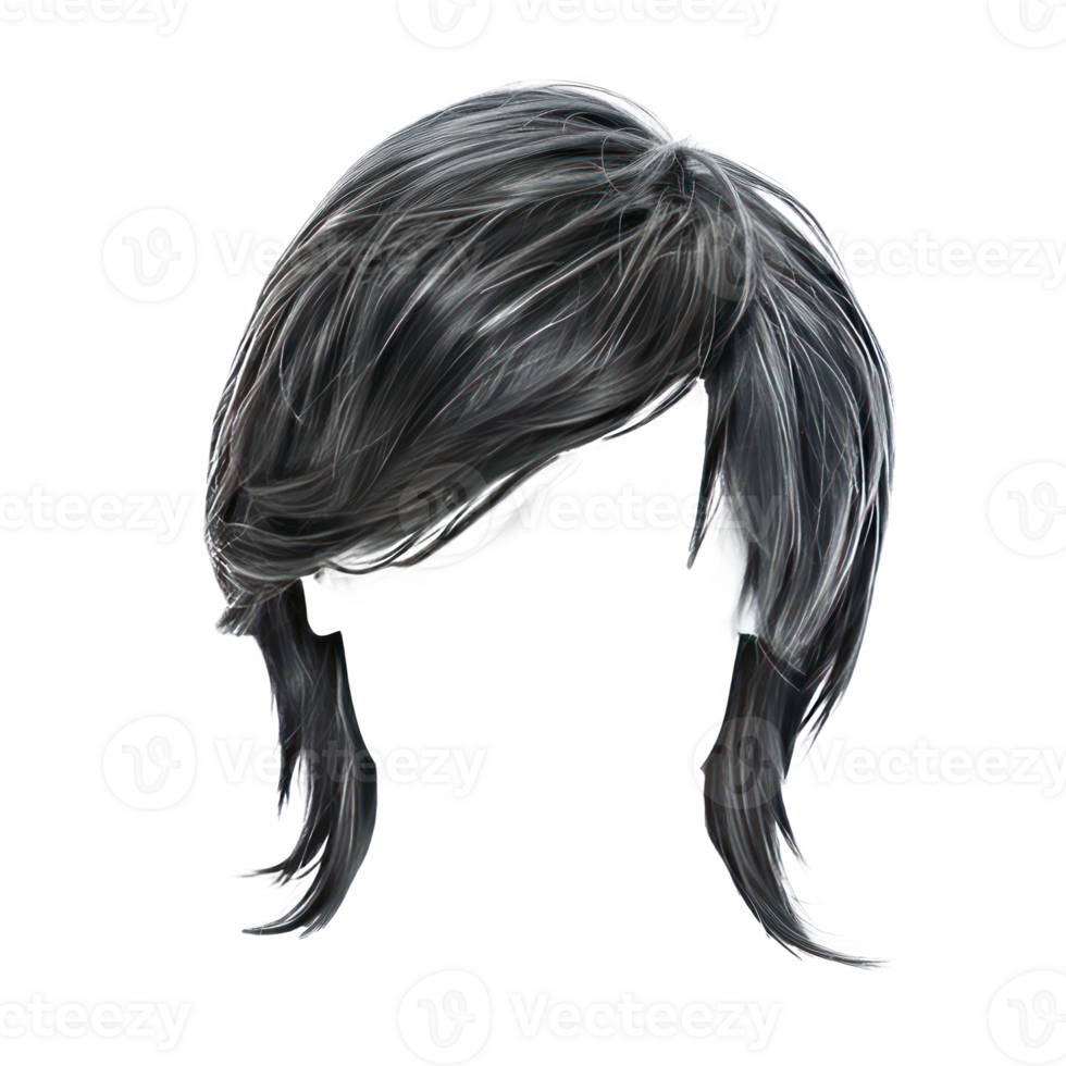 Modern Stylish men straight hair wig, fashionable hairstyle isolate on transparency background png