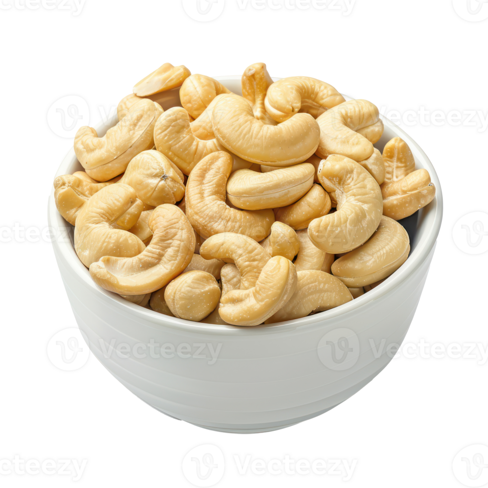 Cashew nuts in a bowl isolate on transparency background png