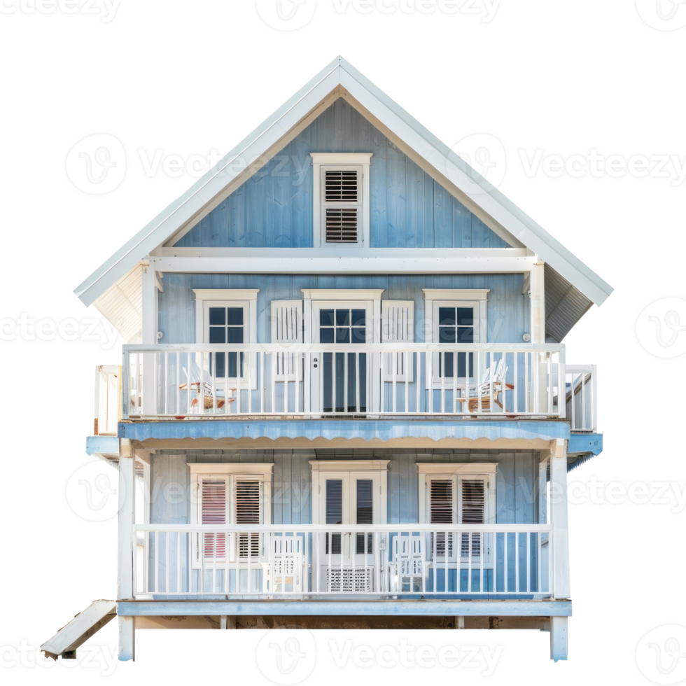 Beach House front view full length isolate on transparency background png