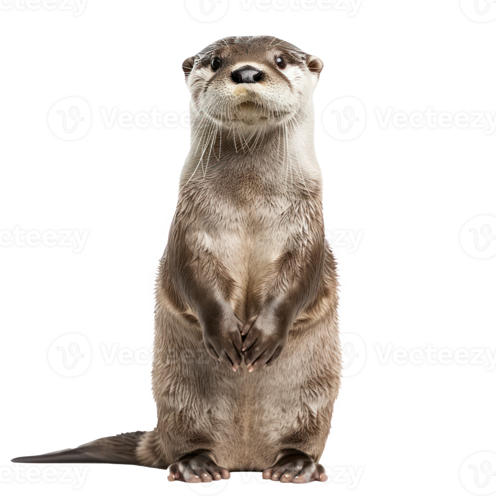 Otter front view full body isolate on transparency background png