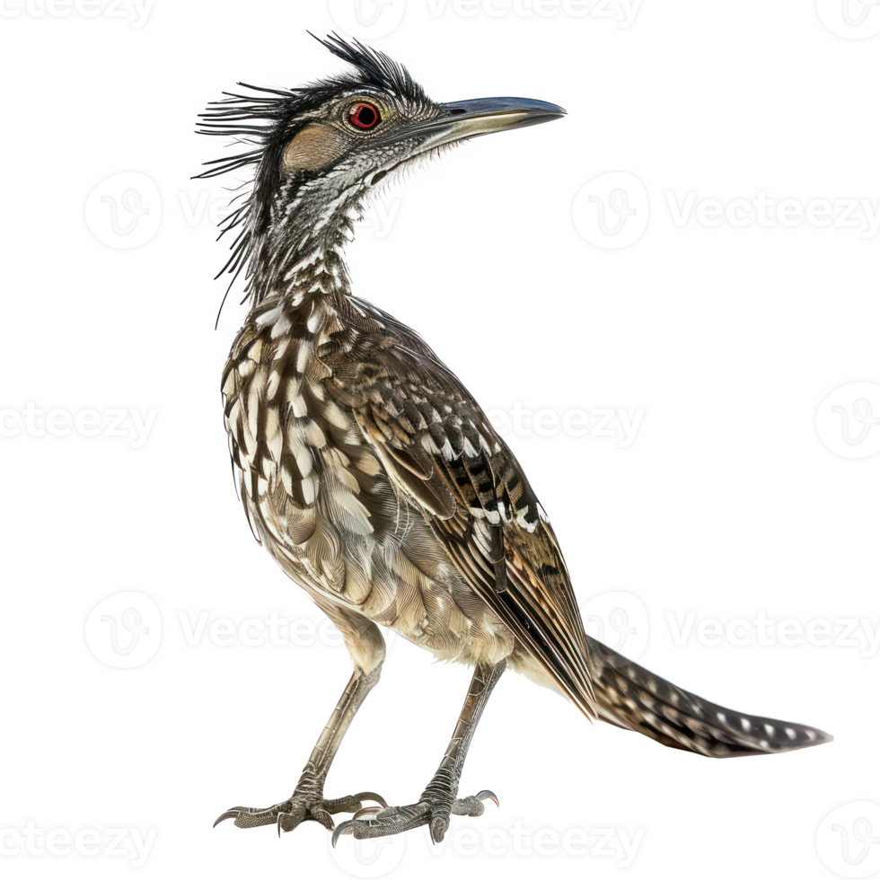 Roadrunner bird side view full body isolate on transparency background png