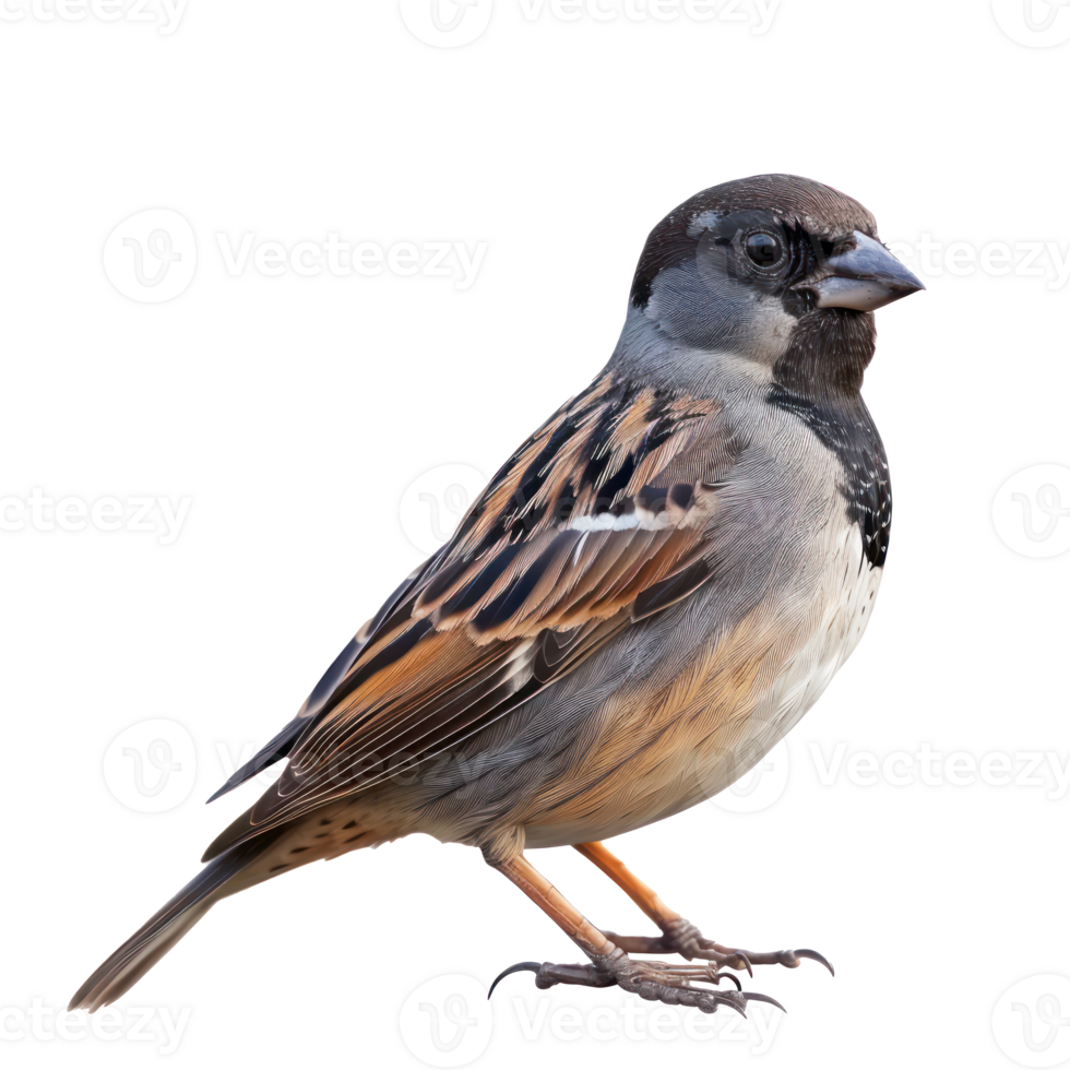 Passerine front view full body isolate on transparency background png