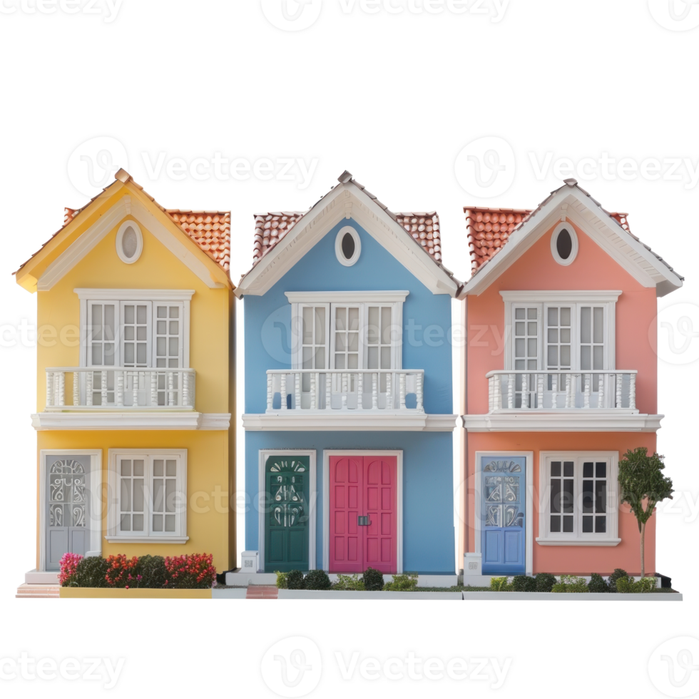 Row House isolate on transparency background png