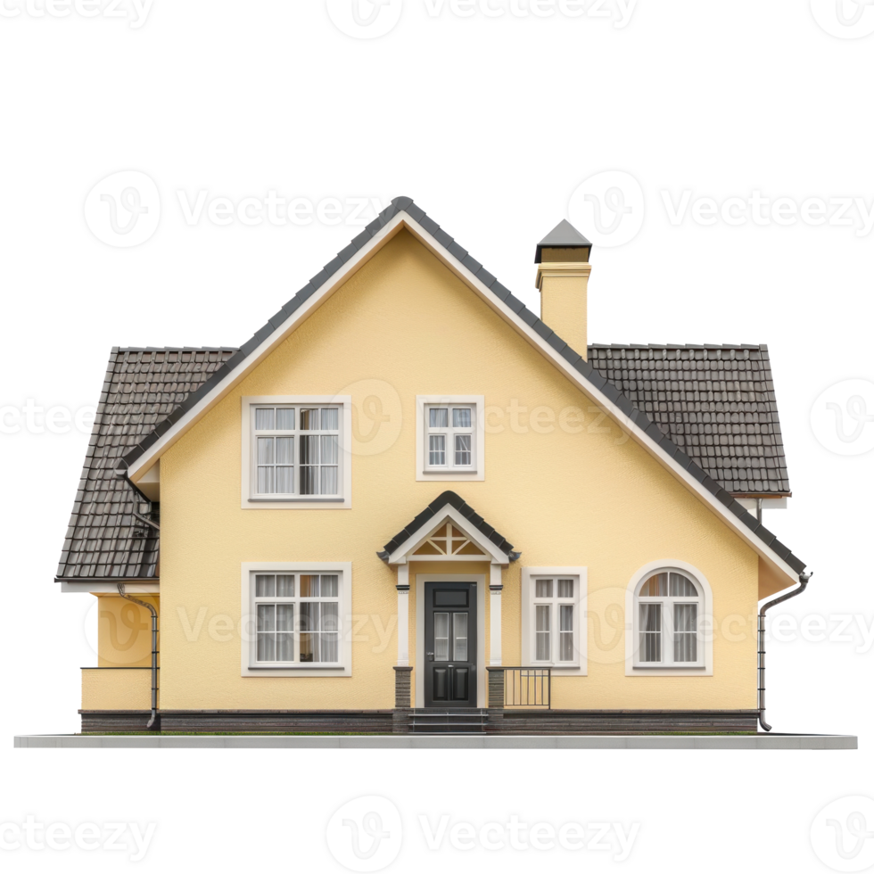 Single-Family Detached House front view full length isolate on transparency background png