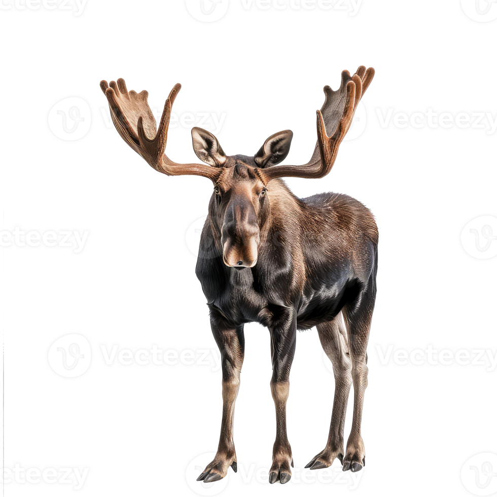 Moose front view full body isolate on transparency background png