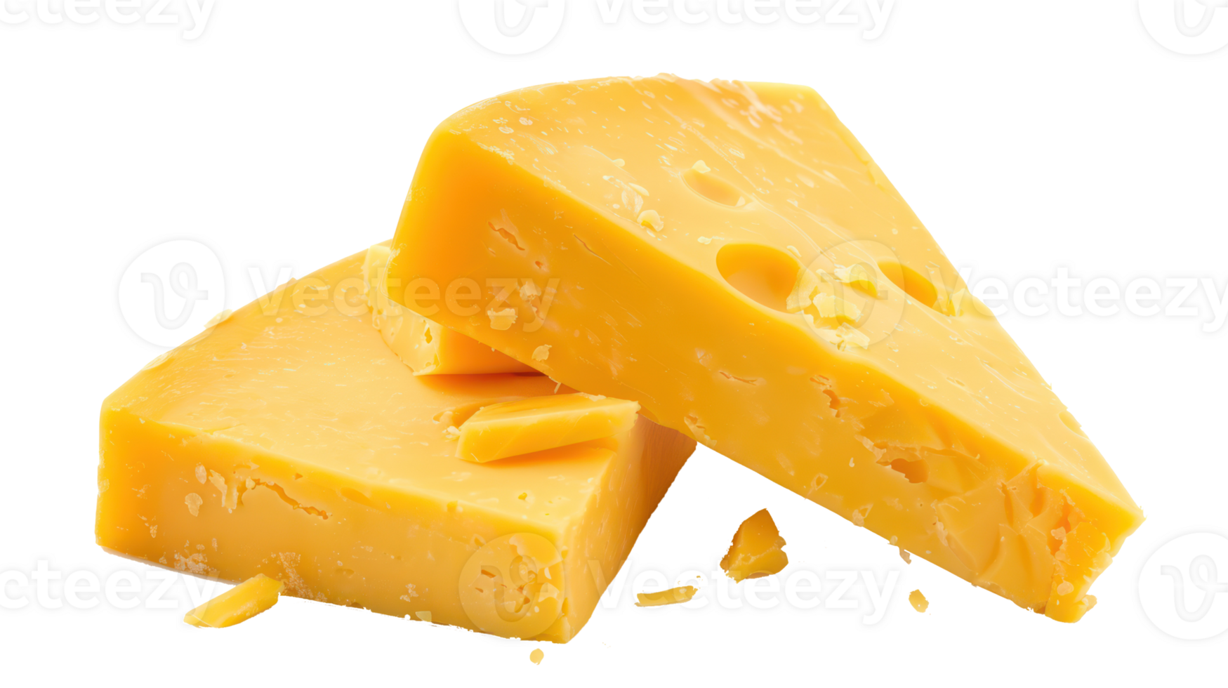 floated Single cheddar cheese slice isolate on transparency background png