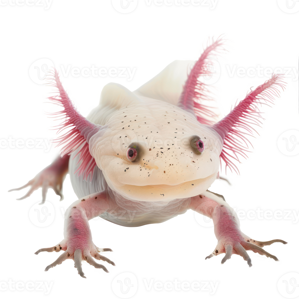 Axolotl pet side view full body isolate on transparency background png