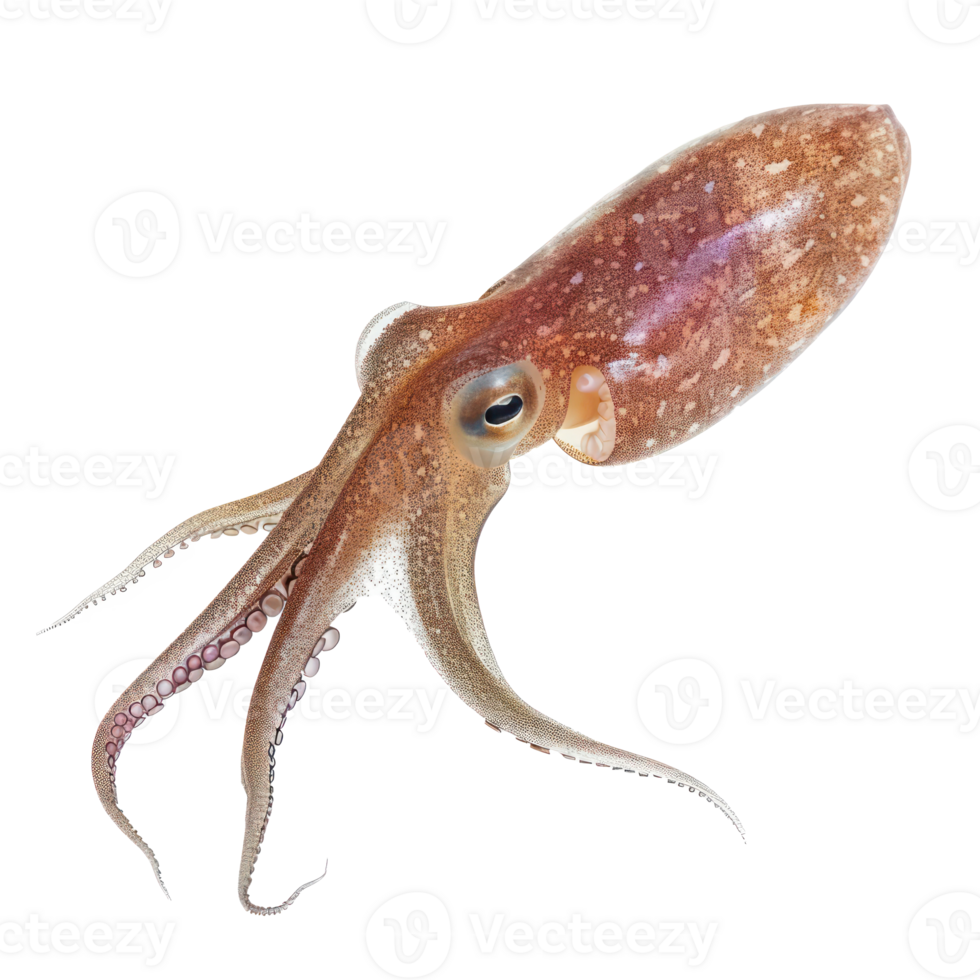 Squid side view full body isolate on transparency background png