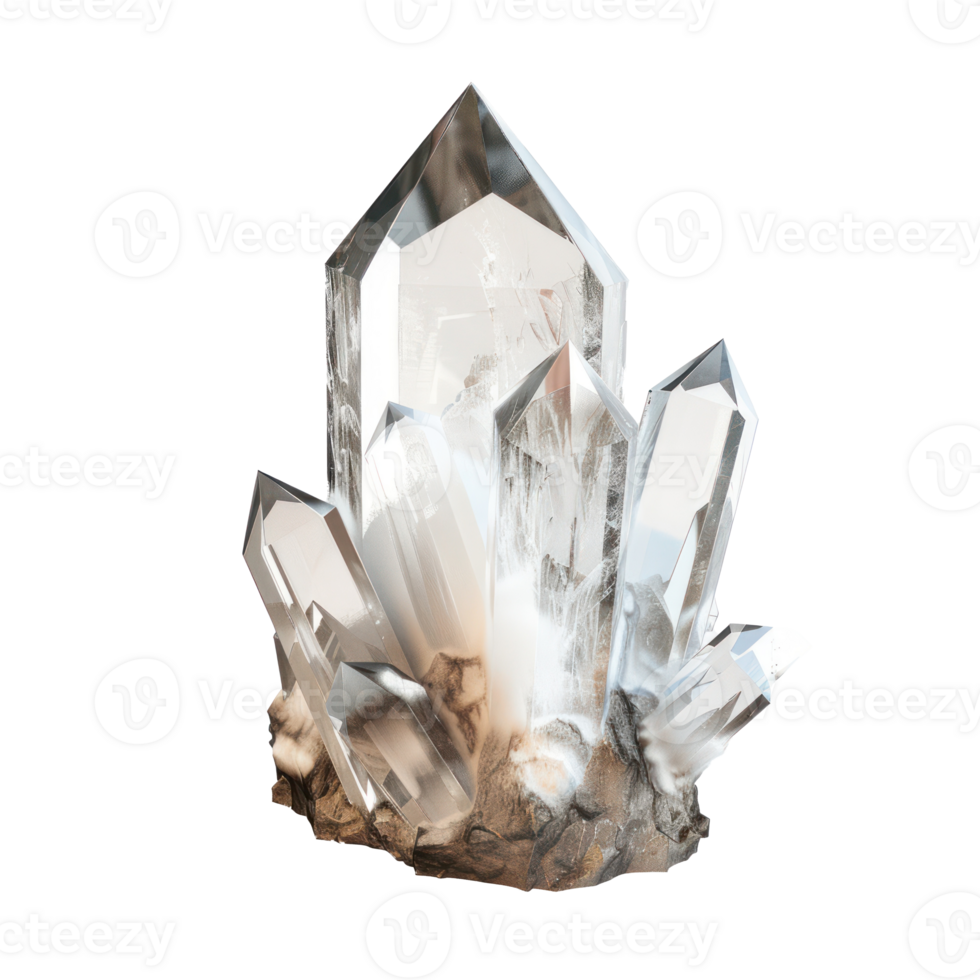White crystal 3d rendering side view isolate on transparency background png