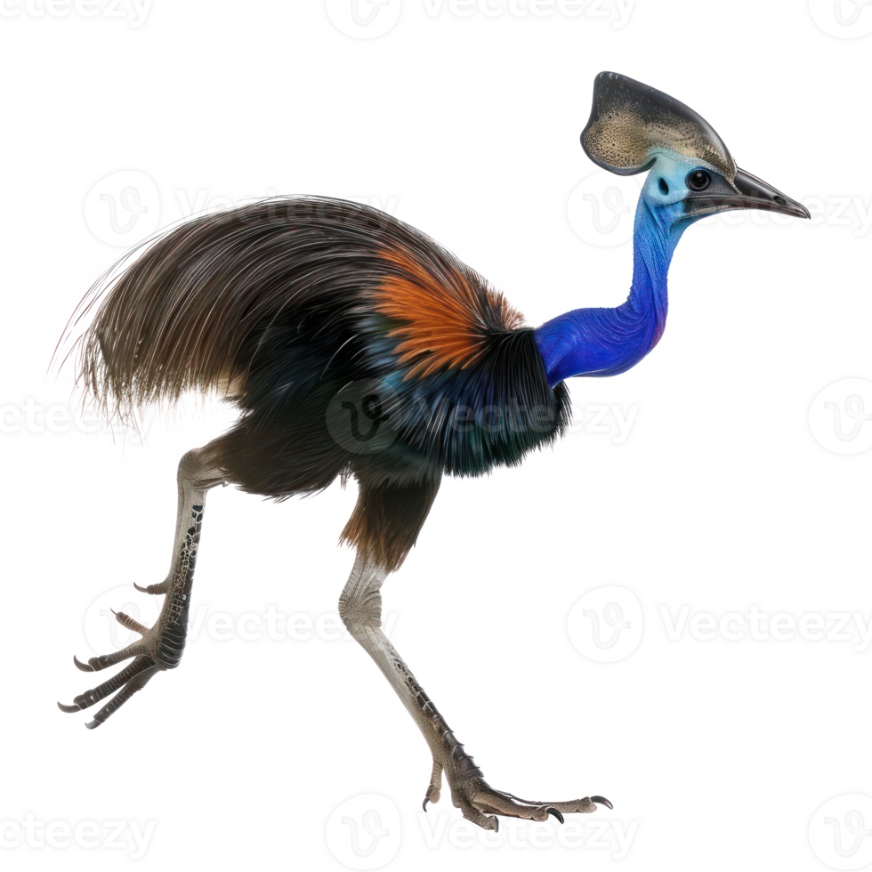 Cassowary bird fly full body isolate on transparency background png