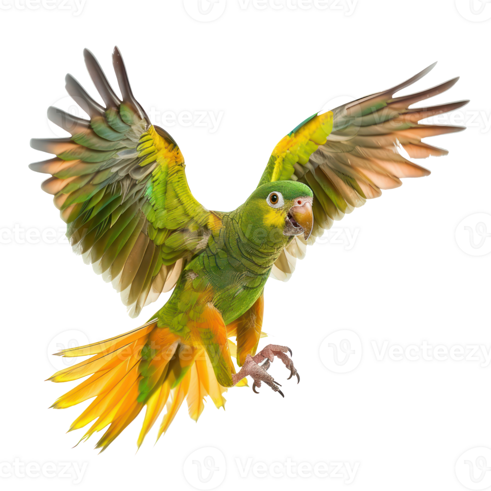 Conure bird fly full body isolate on transparency background png