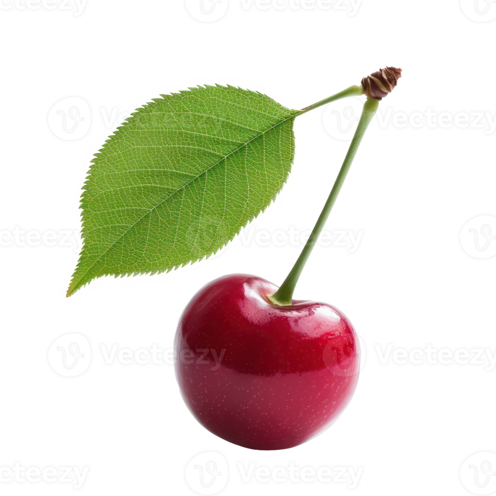 Cherry side view full length isolate on transparency background png