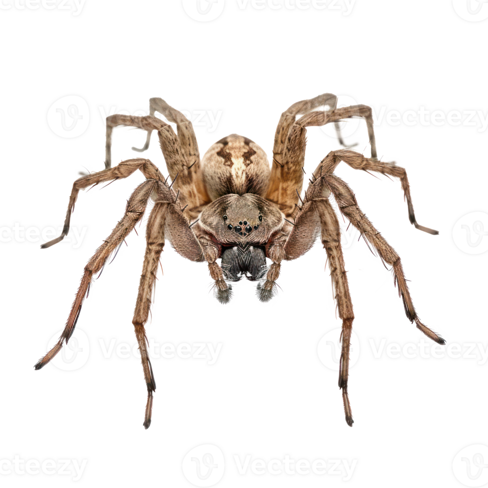 Spider front view full body isolate on transparency background png