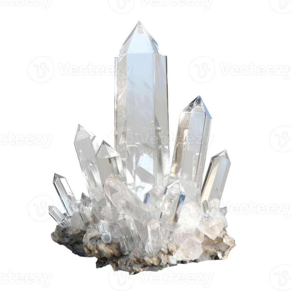 White crystal 3d rendering front view isolate on transparency background png
