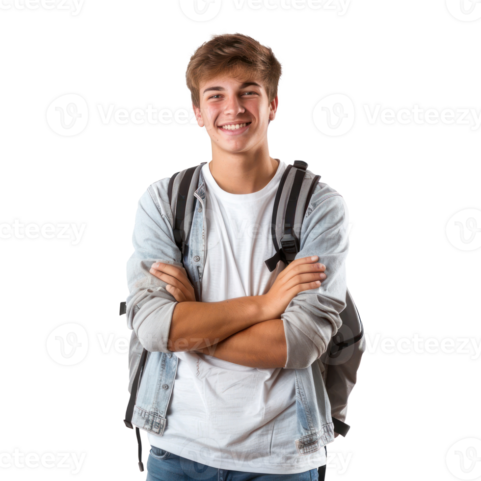 Smiling young male university student, standing isolate on transparency background png