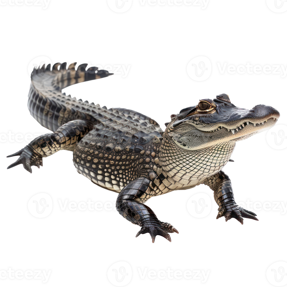 Alligator side view full body isolate on transparency background png