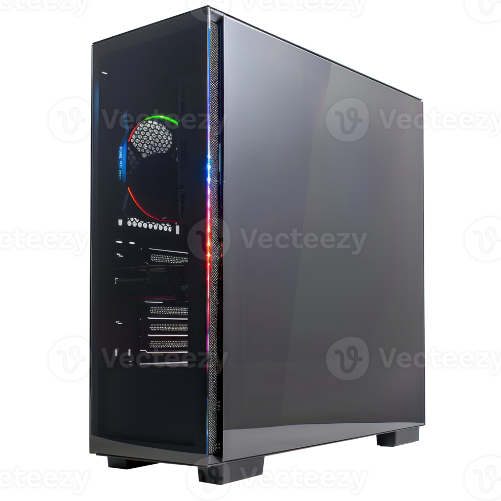 modern pc front view full length isolate on transparency background png