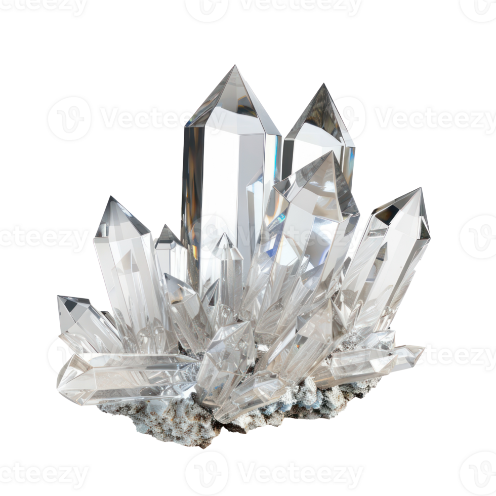 White crystal 3d rendering isolate on transparency background png