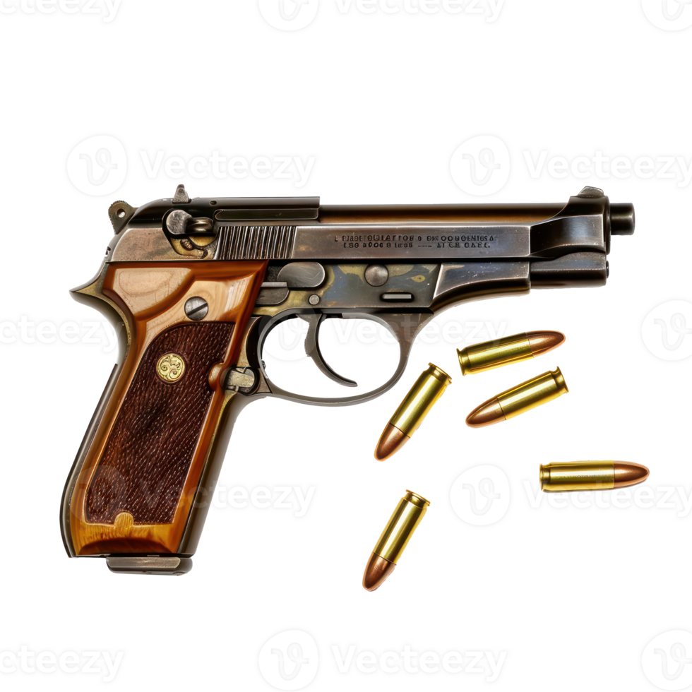 Bullet gun top view full length isolate on transparency background png