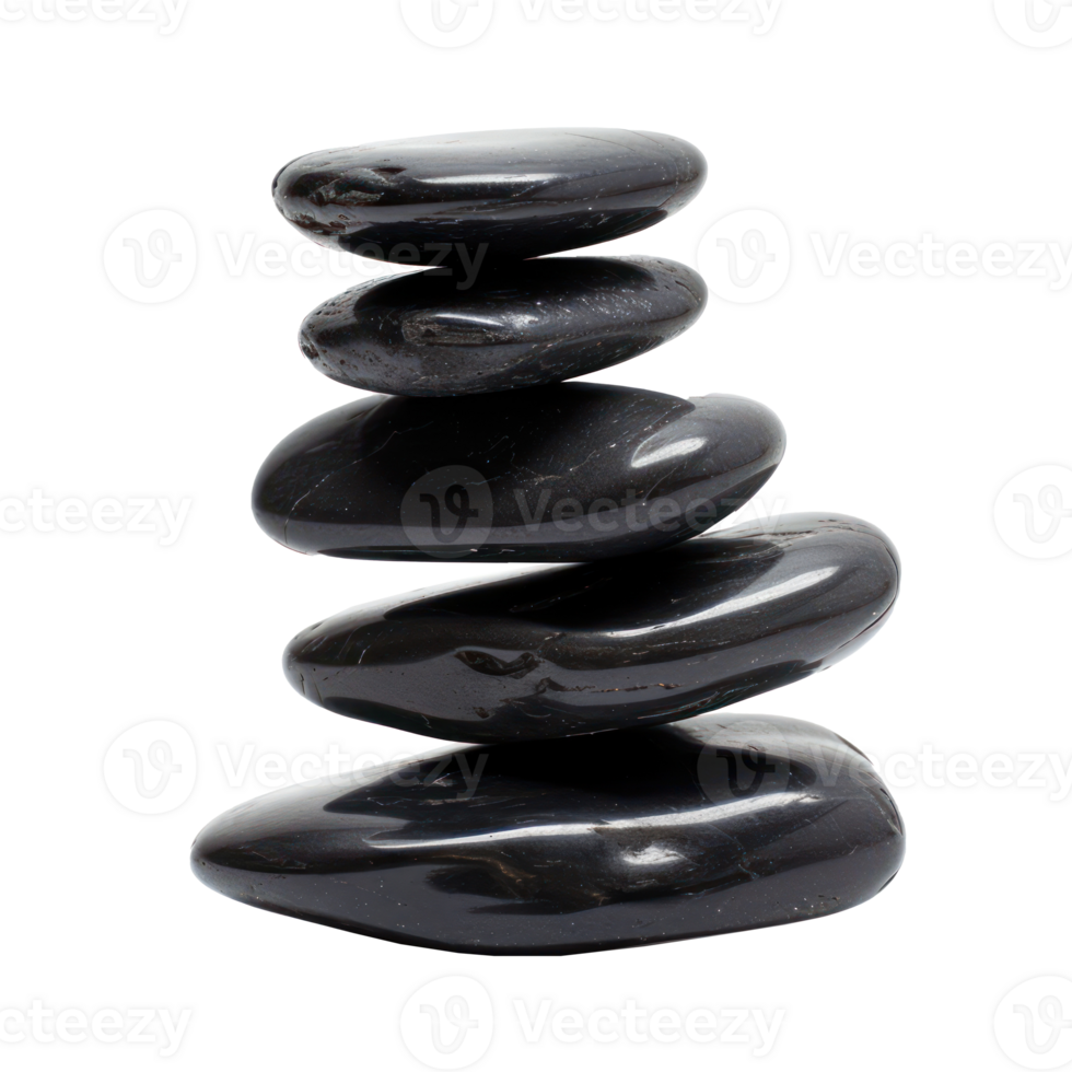 Balanced black stones isolate on transparency background png
