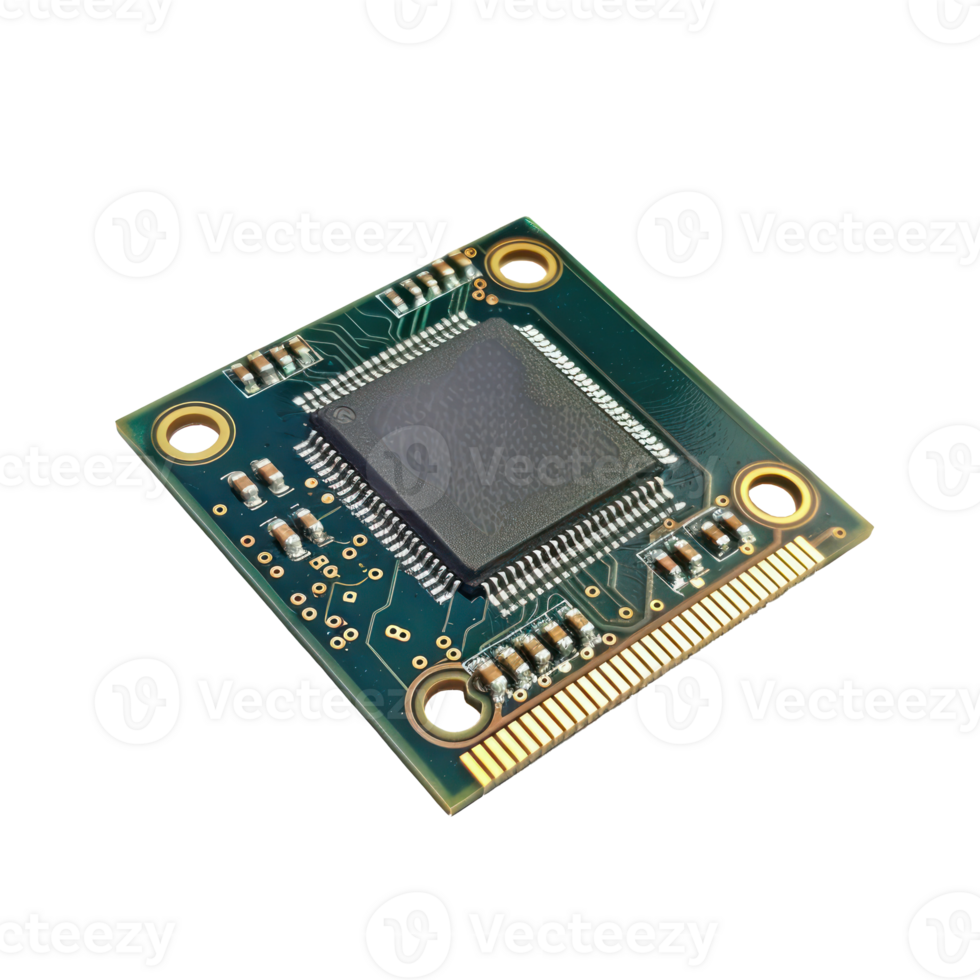 CPU computer microchips technology isolate on transparency background png