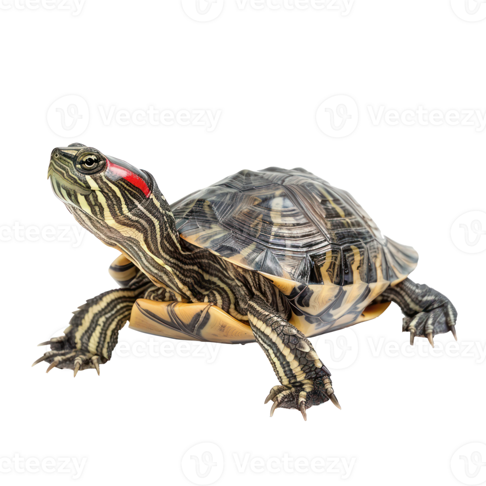 Red-Eared Sliders pet side view full body isolate on transparency background png