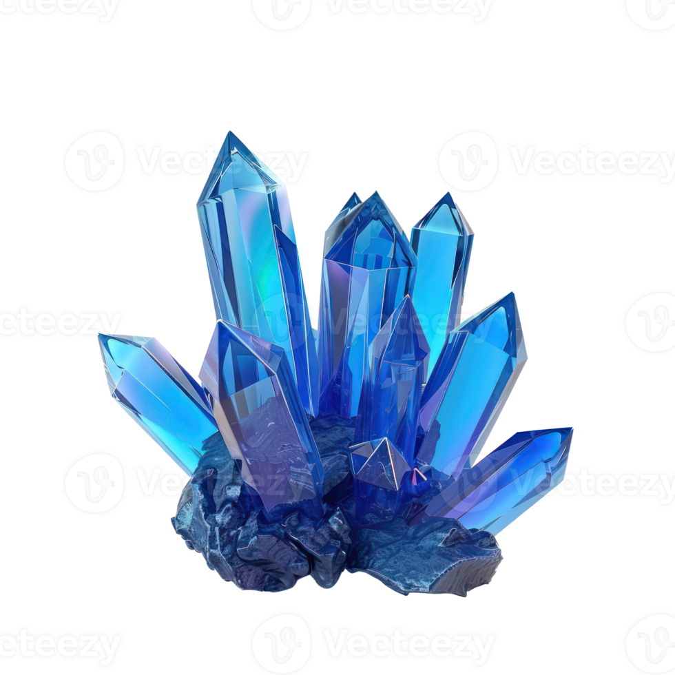 Blue crystal 3d rendering isolate on transparency background png