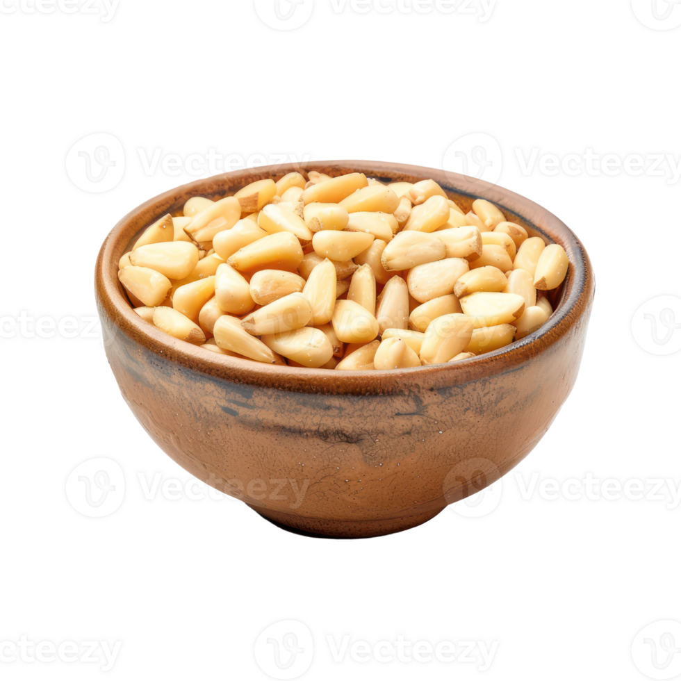 Pine Nuts in a bowl isolate on transparency background png